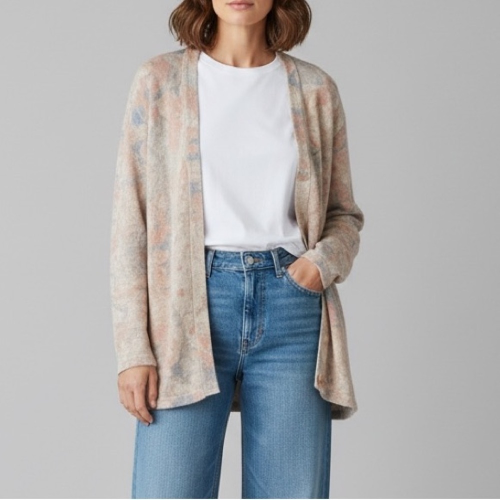 Vintage 90s Gabriella Italy Silk Angora wool Floral Paisley Cardigan Fall boho